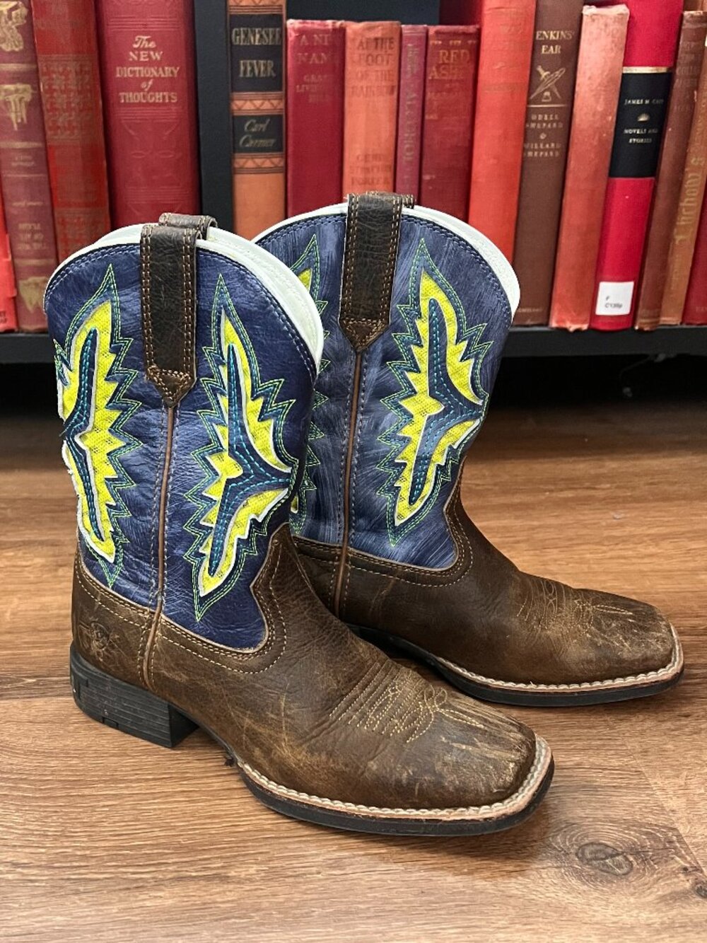 Ariat Western Leather Cowboy Boots - Brown blue Sz 1
